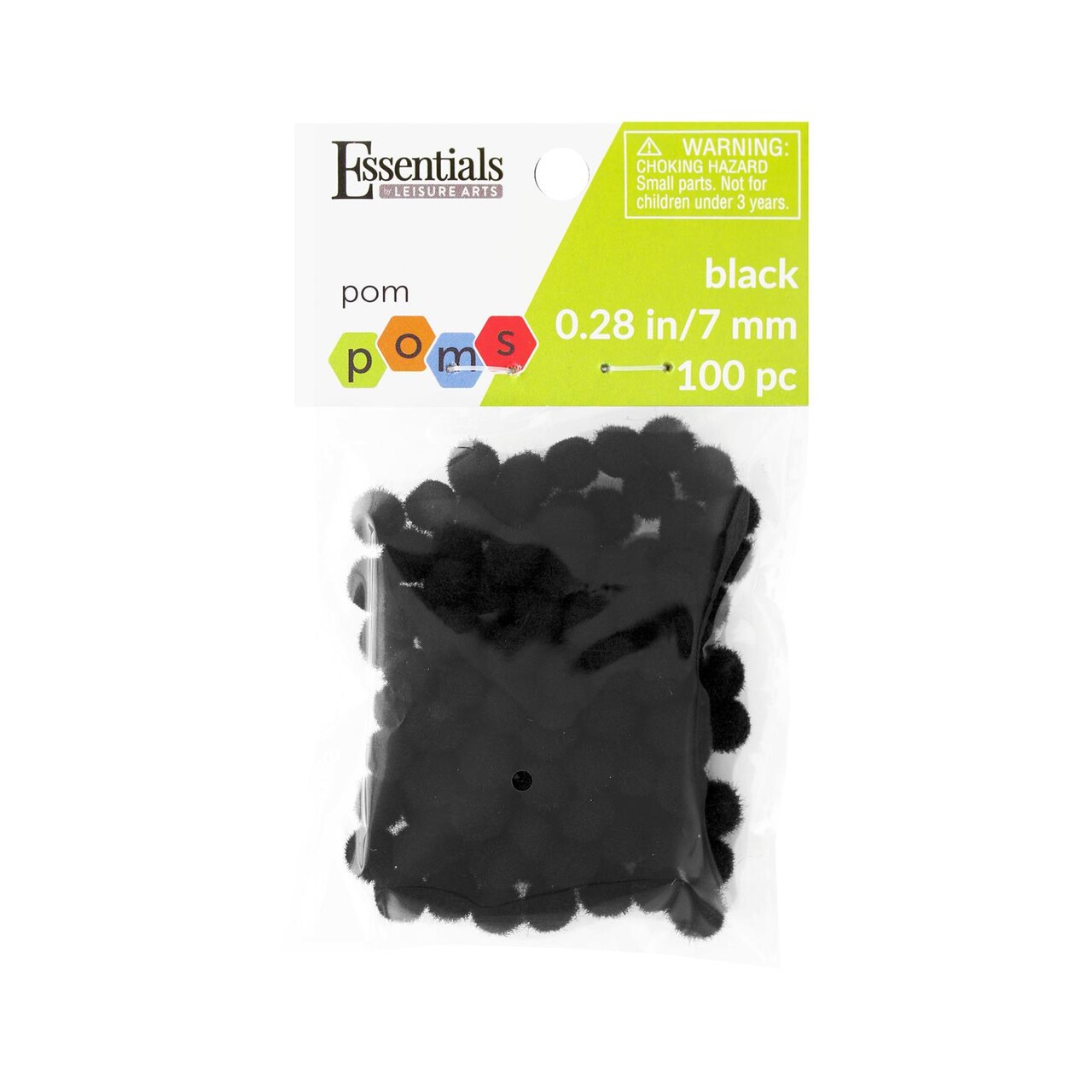 Essentials By Leisure Arts Pom Poms - Black - 7Mm 100 Piece Pom Poms Arts And Crafts Black Pompoms For Crafts Craft Puff Balls For Crafts
